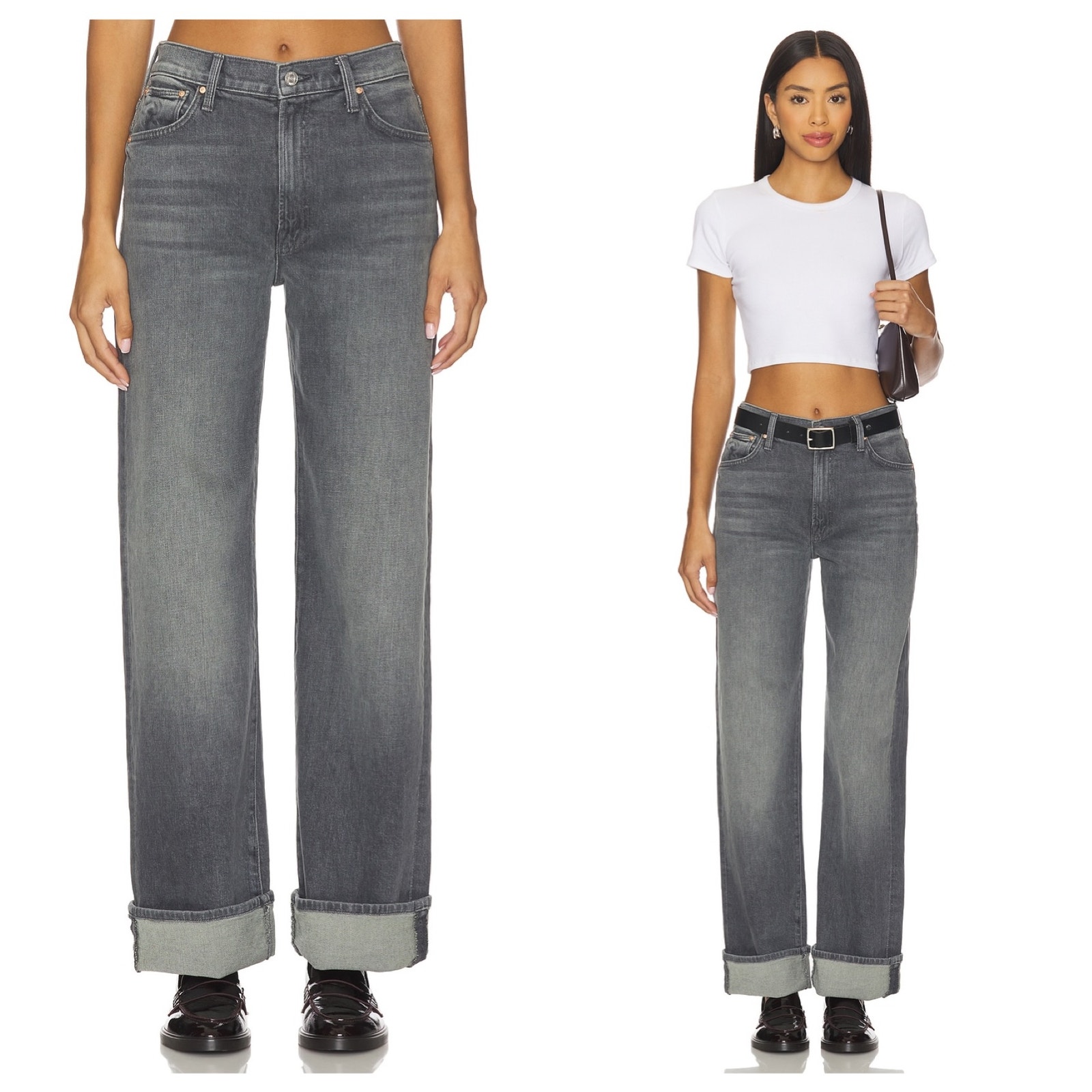 Mother The Dodger Skimp Cuff Jeans 28 Moshpit Memories Gray